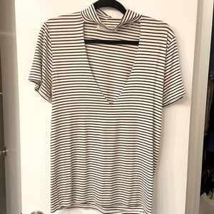 Deep V Striped T-Shirt